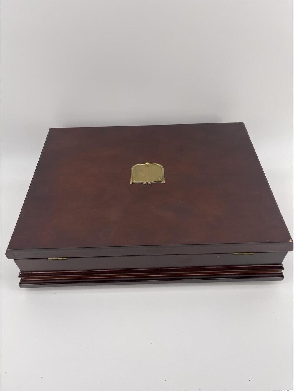 Bombay Company Locking Wooden Writing Desk Box Portfolio Case W/ Key Vintage - Picture 6 of 8